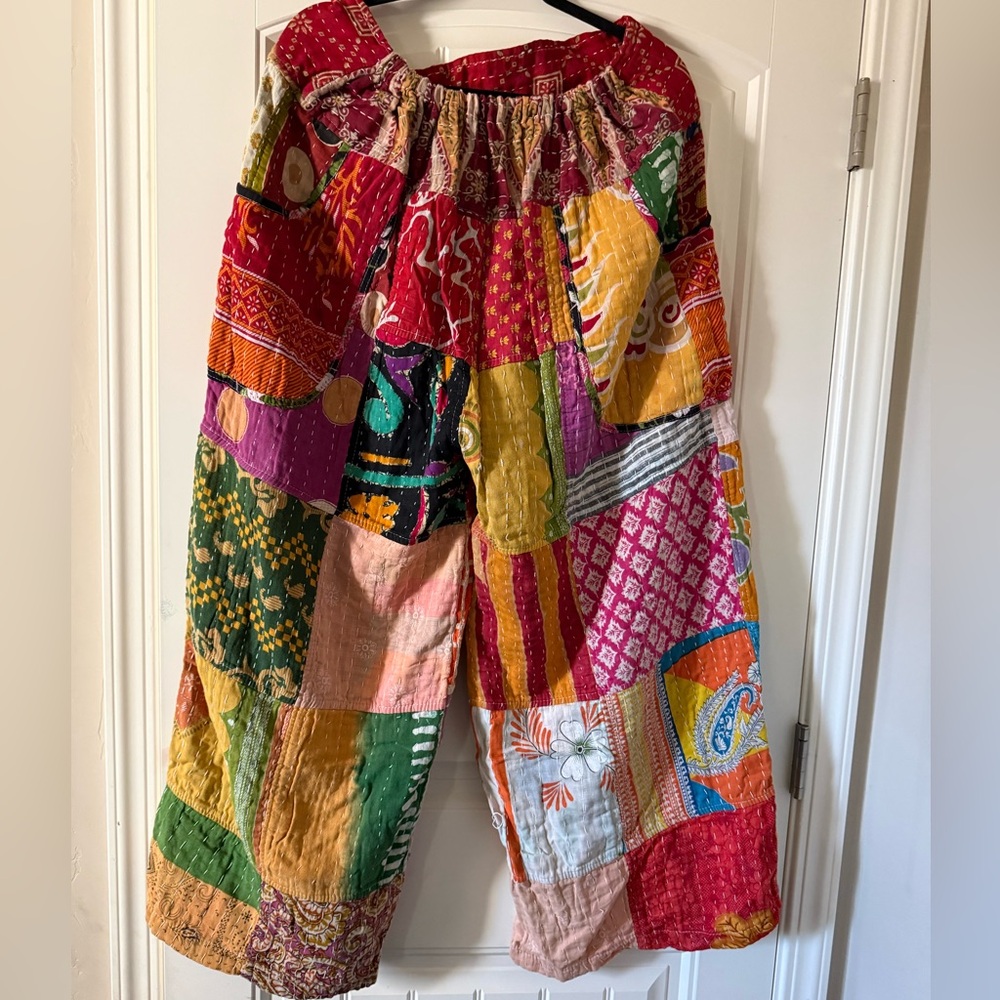 Colorful Patchwork Boho Harem Pants - image 2